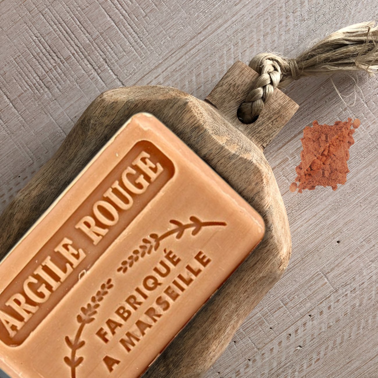 French Marseille Soap Argile Rouge (Red Clay) 125g - Eco Natural Products - FouFour - Savon de Marseille - Bar Soap