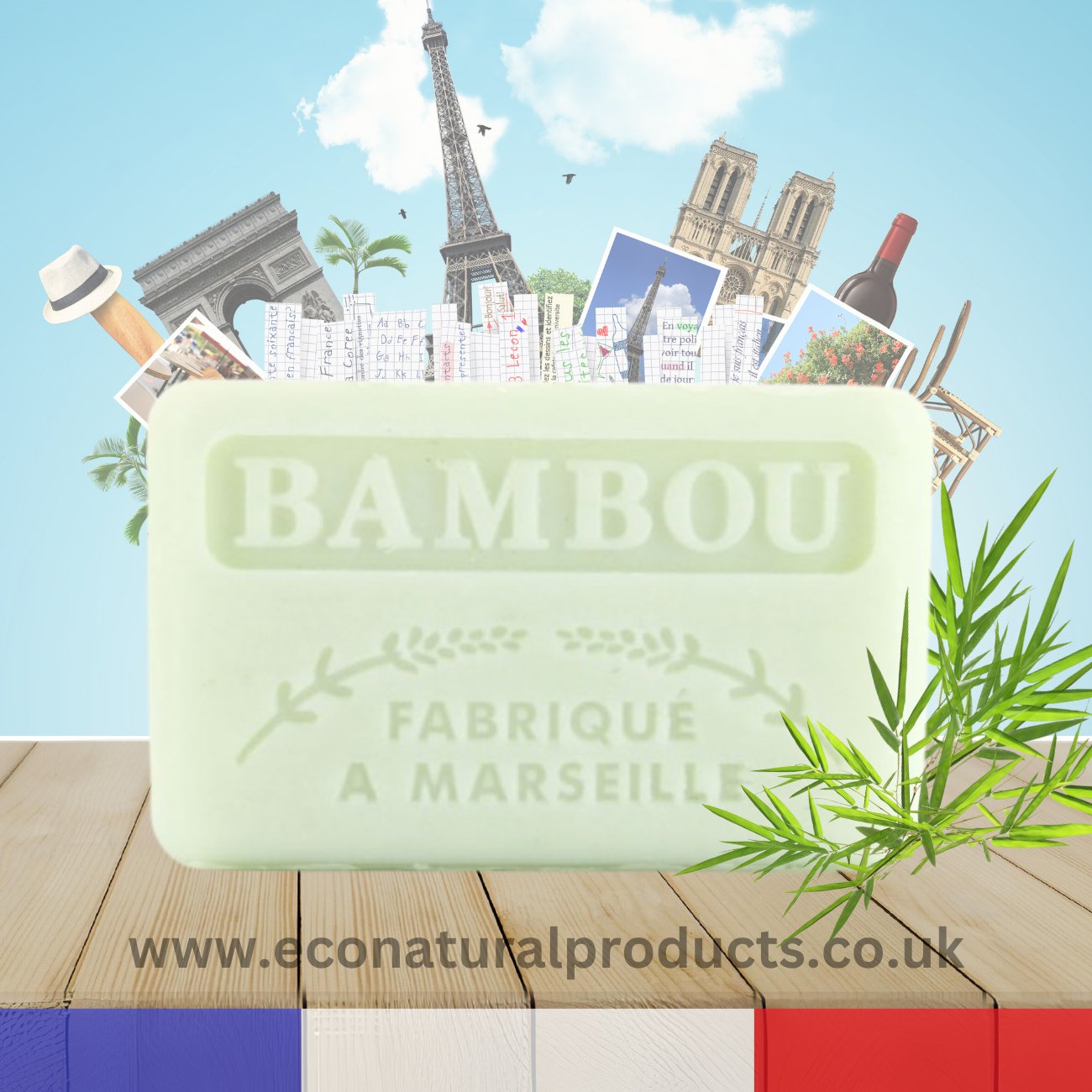 French Marseille Soap Bambou (Bamboo) 125g - Eco Natural Products - FouFour - Savon de Marseille - Bar Soap