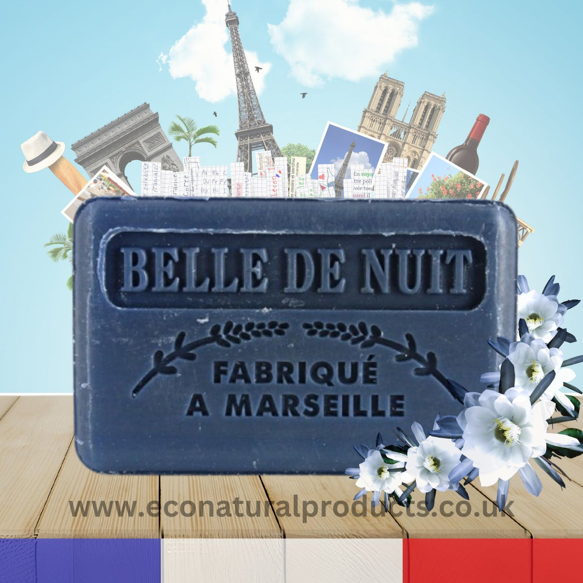 French Marseille Soap Belle de Nuit (Beauty of the Night) 125g - FouFour - Savon de Marseille - Bar Soap - Eco Natural Products