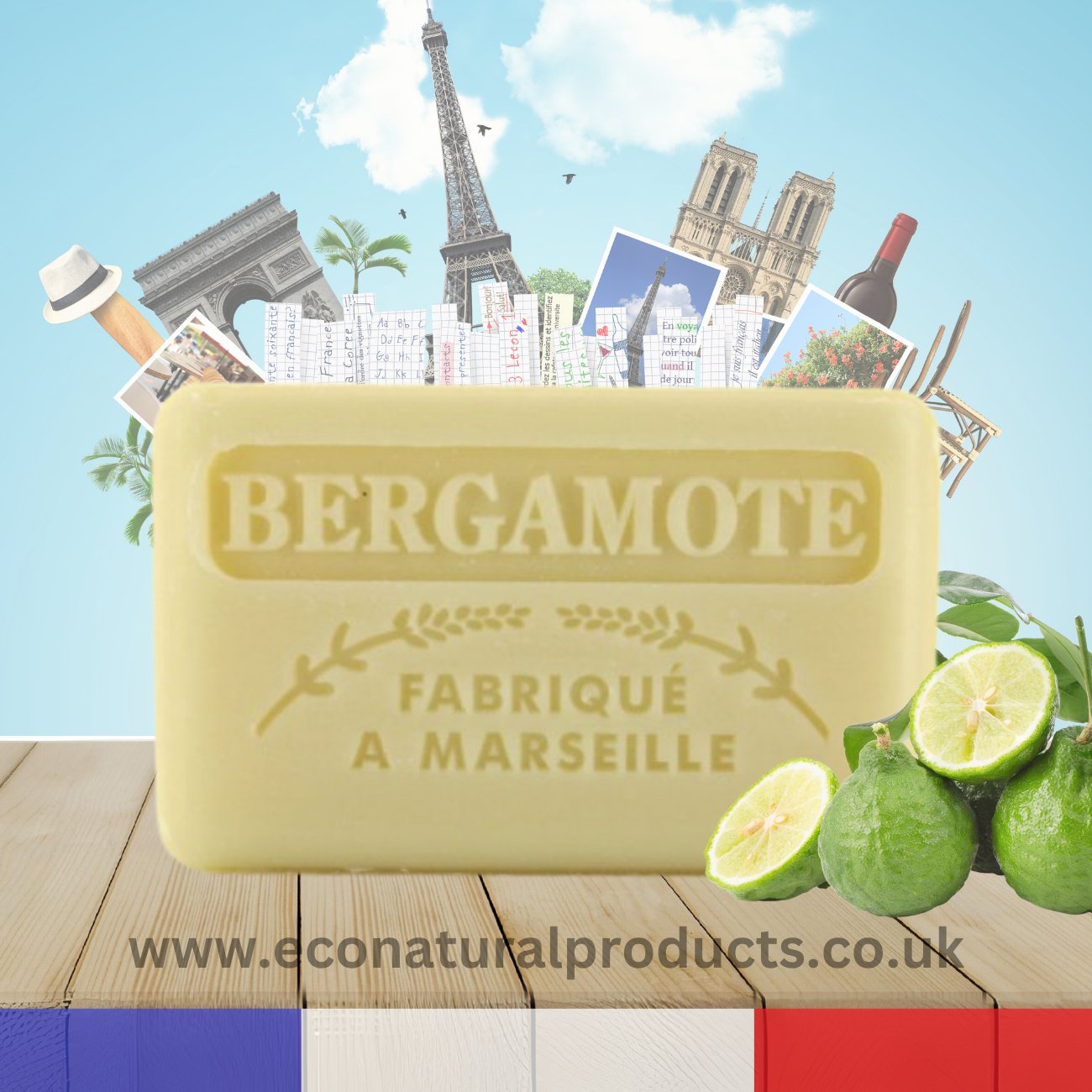 French Marseille Soap Bergamot 125g - FouFour - Savon de Marseille - Bar Soap - Eco Natural Products