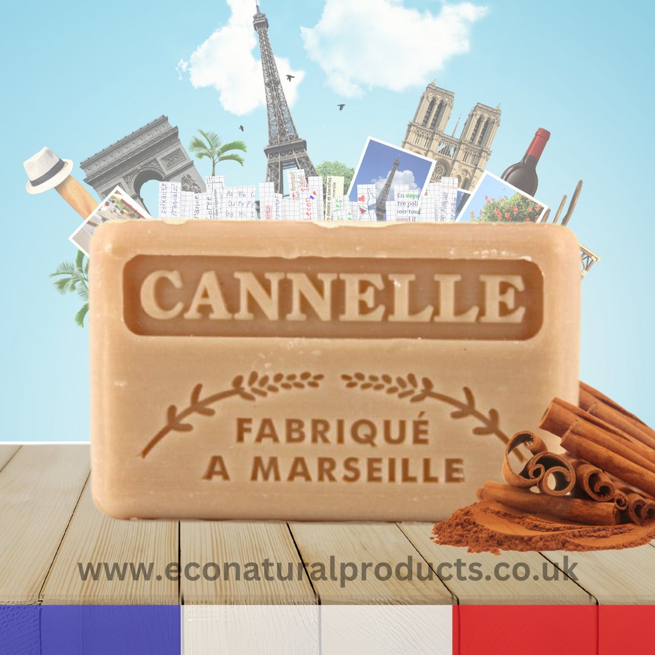 French Marseille Soap Cannelle (Cinnamon) 125g - Eco Natural Products - FouFour - Savon de Marseille - Bar Soap