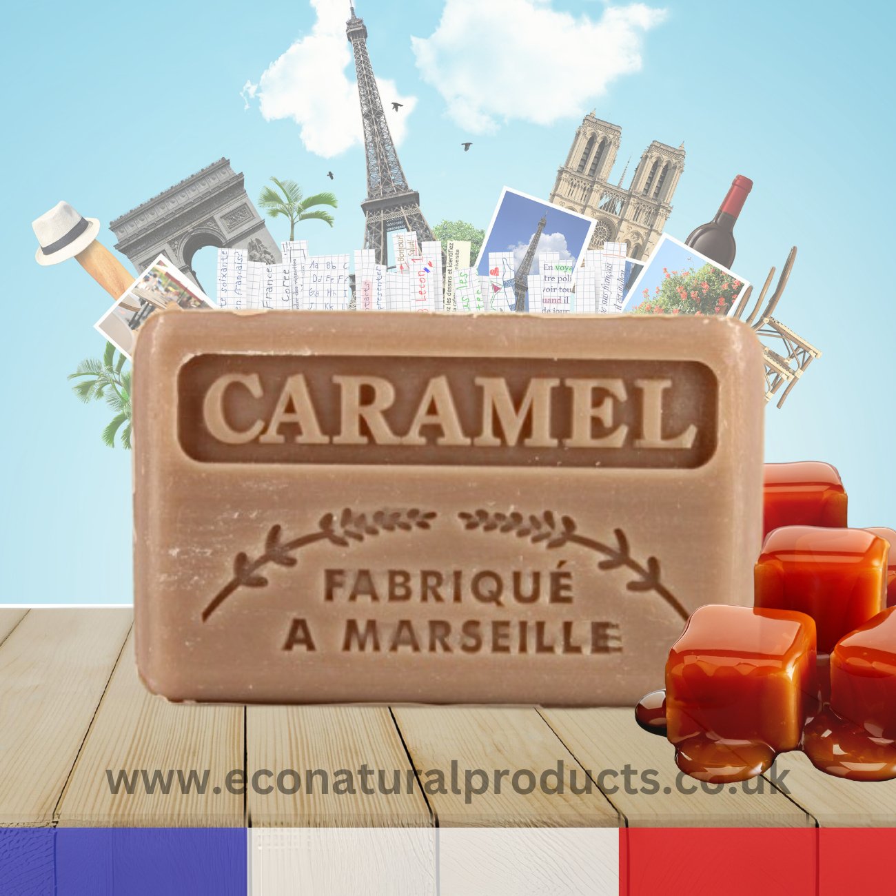 French Marseille Soap Caramel 125g - Eco Natural Products - FouFour - Savon de Marseille - Bar Soap