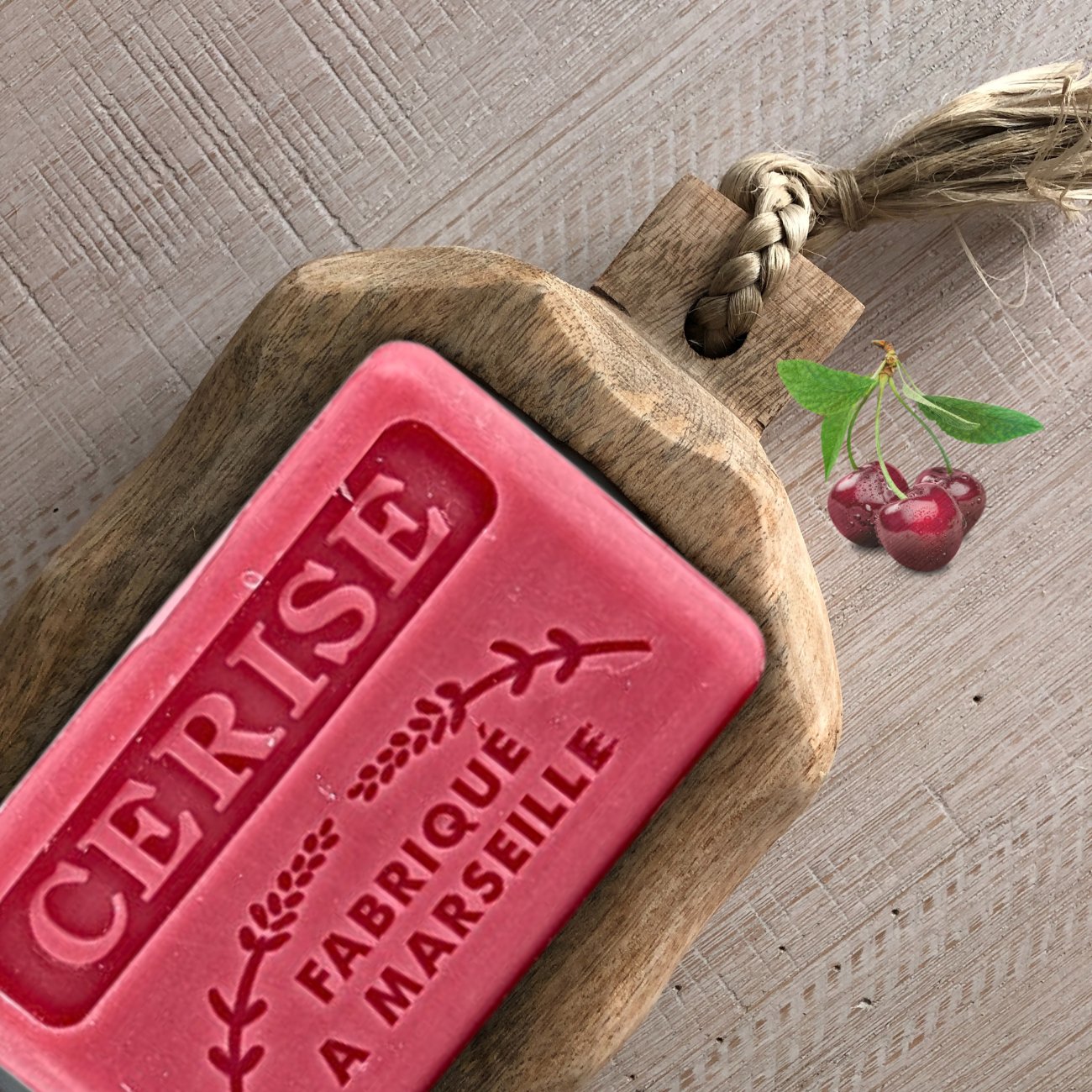 French Marseille Soap Cerise (Cherry) 125g - FouFour - Savon de Marseille - Bar Soap - Eco Natural Products