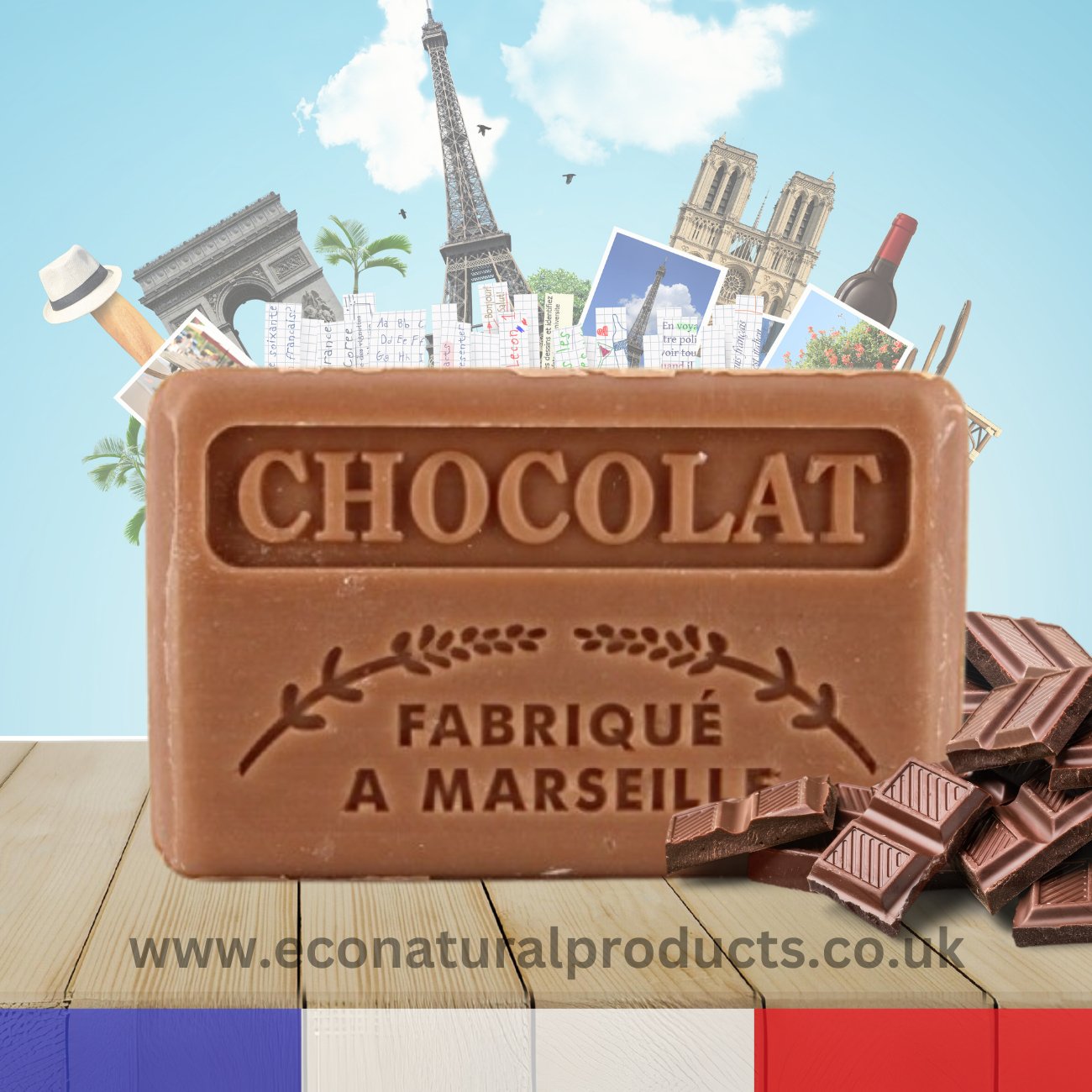 French Marseille Soap Chocolat (Chocolate) 125g - Eco Natural Products - FouFour - Savon de Marseille - Bar Soap