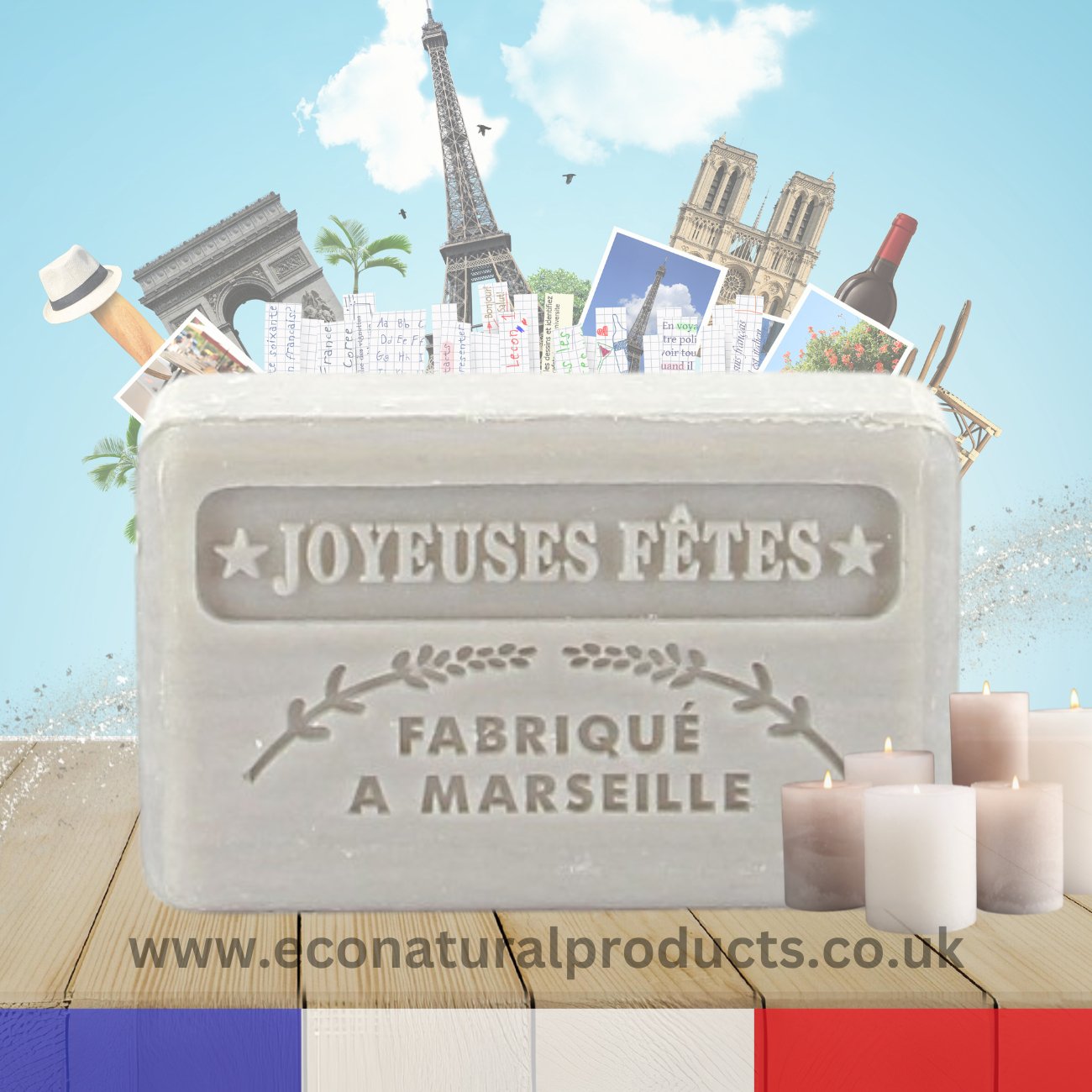 French Marseille Soap Christmas Silver Parfum Festif (Festive Scent) 125g - Eco Natural Products - FouFour - Savon de Marseille - Bar Soap