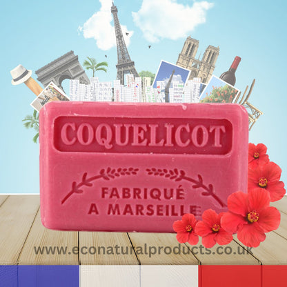 French Marseille Soap Coquelicot (Poppy) 125g - FouFour - Savon de Marseille - Bar Soap - Eco Natural Products