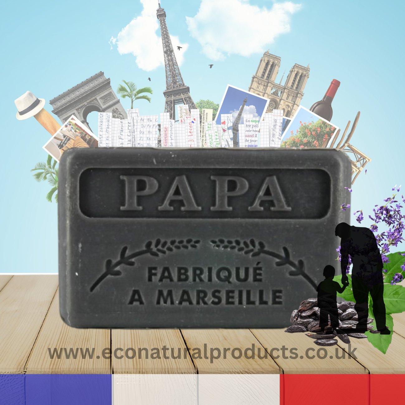 French Marseille Soap Family Papa (Daddy) 125g - FouFour - Savon de Marseille - Bar Soap - Eco Natural Products