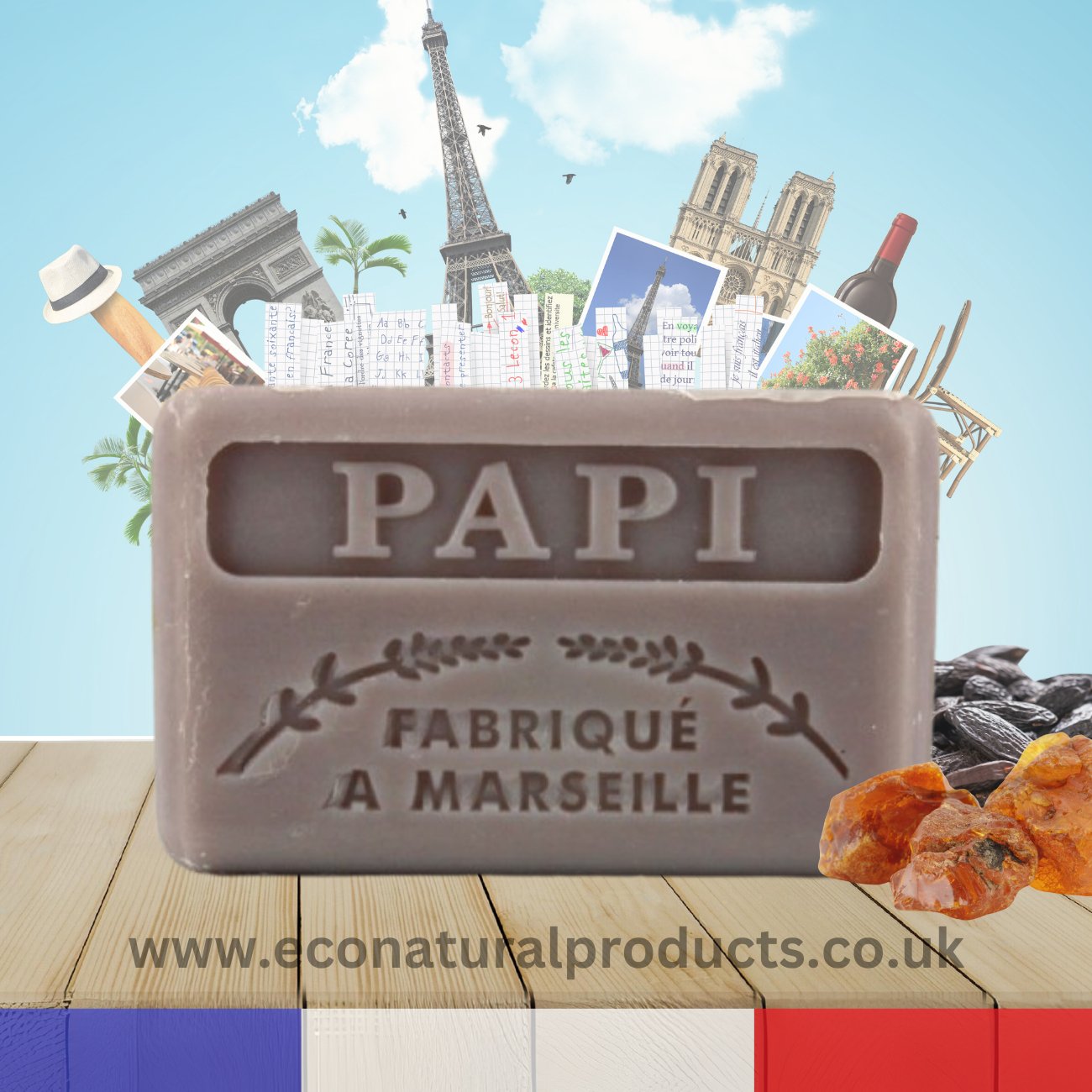 French Marseille Soap Family Papi (Grandpa) 125g - FouFour - Savon de Marseille - Bar Soap - Eco Natural Products