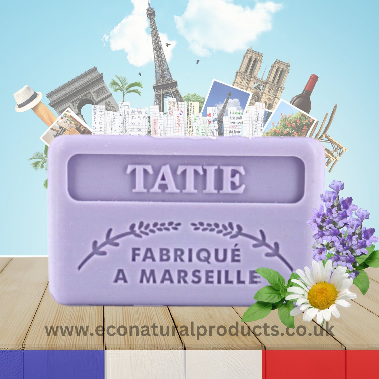 French Marseille Soap Family Tatie (Auntie) 125g - Eco Natural Products - FouFour - Savon de Marseille - Bar Soap