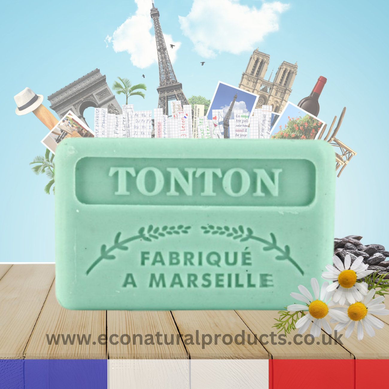 French Marseille Soap Family Tonton (Uncle) 125g - FouFour - Savon de Marseille - Bar Soap - Eco Natural Products