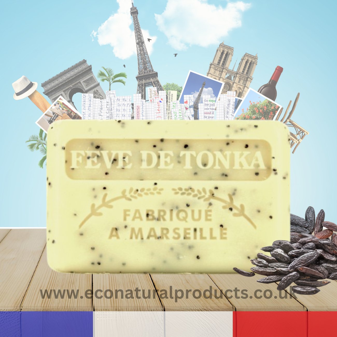 French Marseille Soap Feve de Tonka (Tonka Bean) 125g - Eco Natural Products - FouFour - Savon de Marseille - Bar Soap