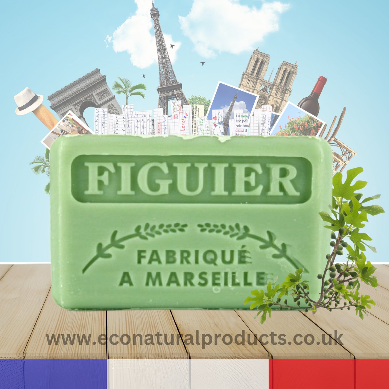 French Marseille Soap Figuier (Fig) 125g - Eco Natural Products - FouFour - Savon de Marseille - Bar Soap