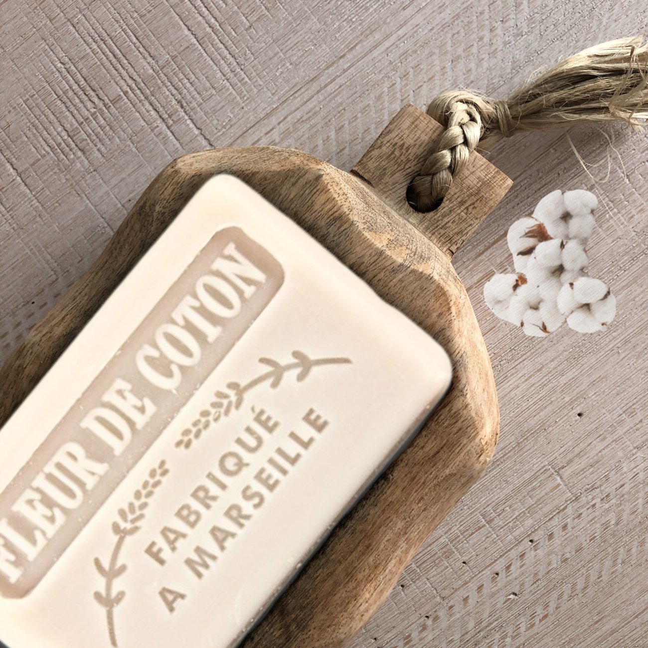 French Marseille Soap Fleur de Coton (Cotton Flower) 125g - FouFour - Savon de Marseille - Bar Soap - Eco Natural Products