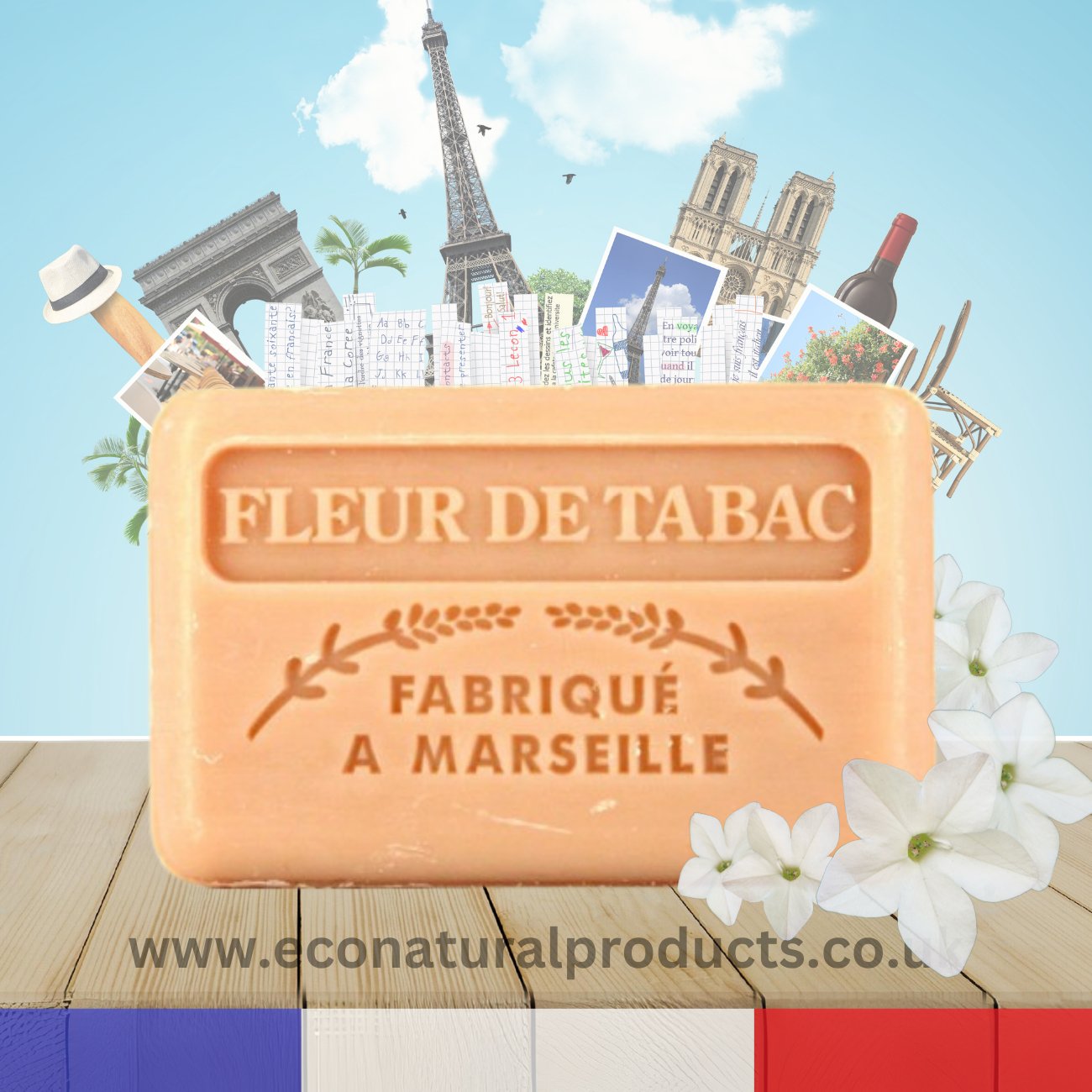 French Marseille Soap Fleur de Tabac (Tobacco Flower) 125g - FouFour - Savon de Marseille - Bar Soap - Eco Natural Products