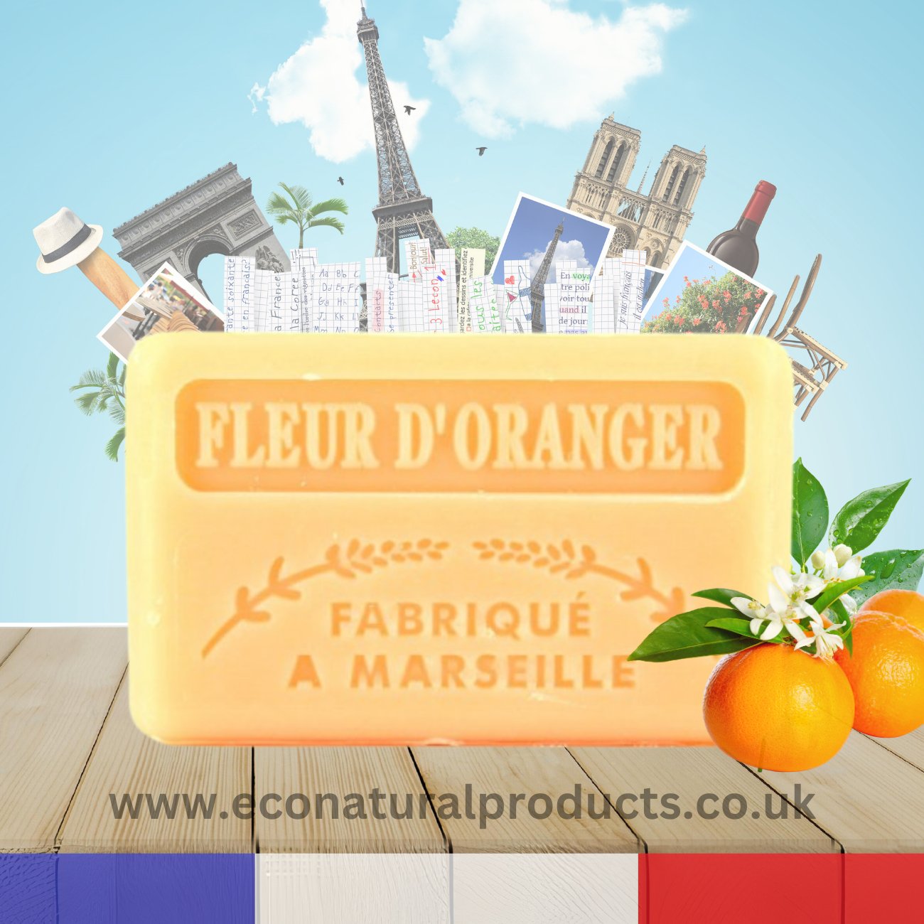 French Marseille Soap Fleur d'Oranger (Orange Flowers) 125g - FouFour - Savon de Marseille - Bar Soap - Eco Natural Products