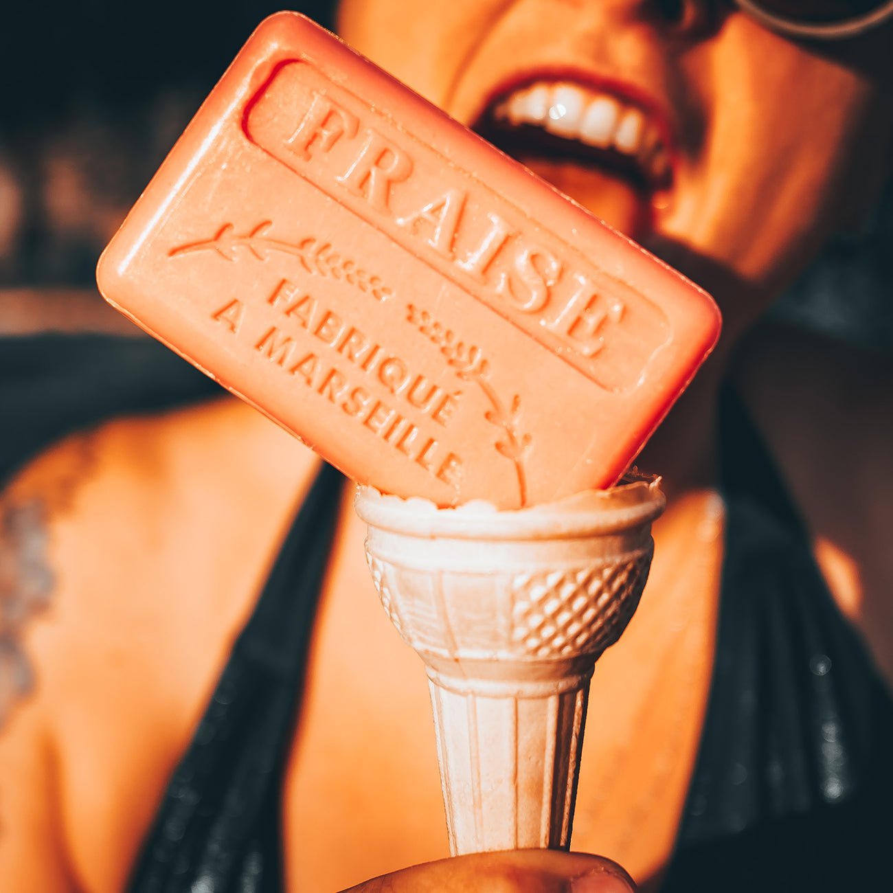 French Marseille Soap Fraise (Strawberry) 125g - FouFour - Savon de Marseille - Bar Soap - Eco Natural Products