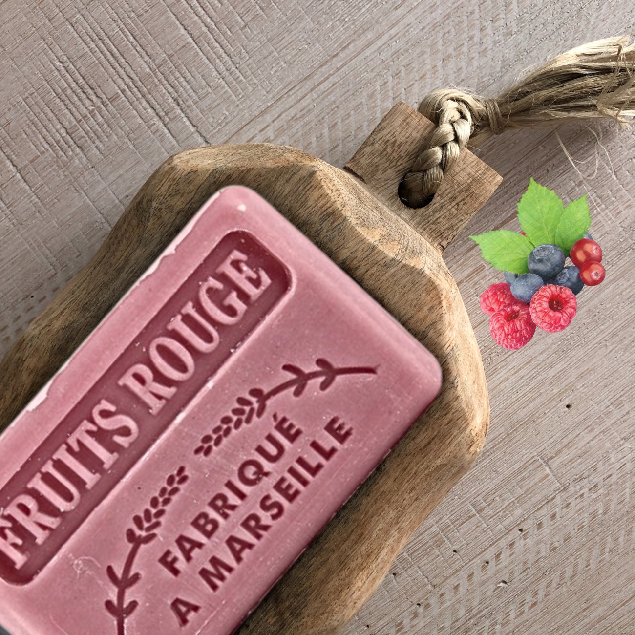 French Marseille Soap Fruits Rouge (Red Fruits) 125g - FouFour - Savon de Marseille - Bar Soap - Eco Natural Products