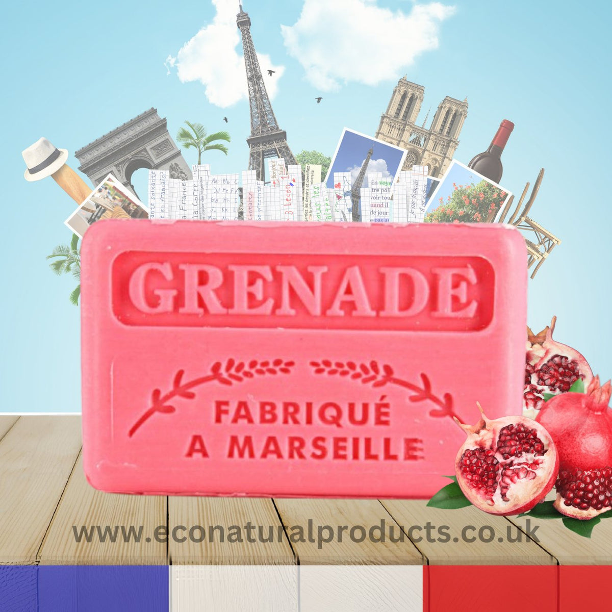French Marseille Soap Grenade (Pomegranate) 125g - FouFour - Savon de Marseille - Bar Soap - Eco Natural Products