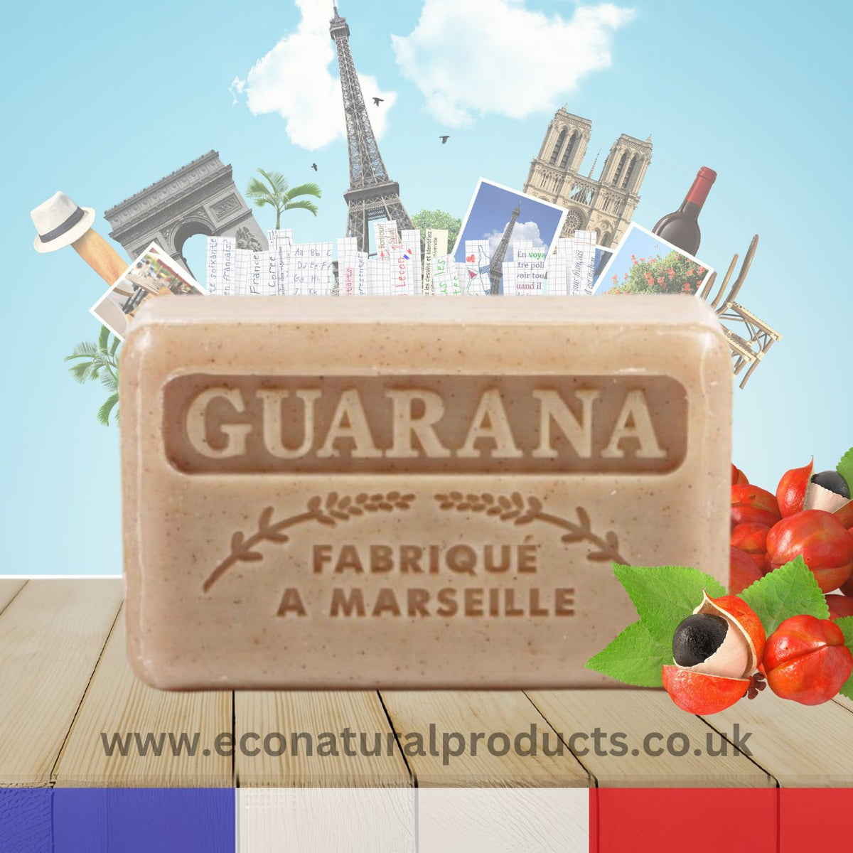French Marseille Soap Guarana 125g - FouFour - Savon de Marseille - Bar Soap - Eco Natural Products