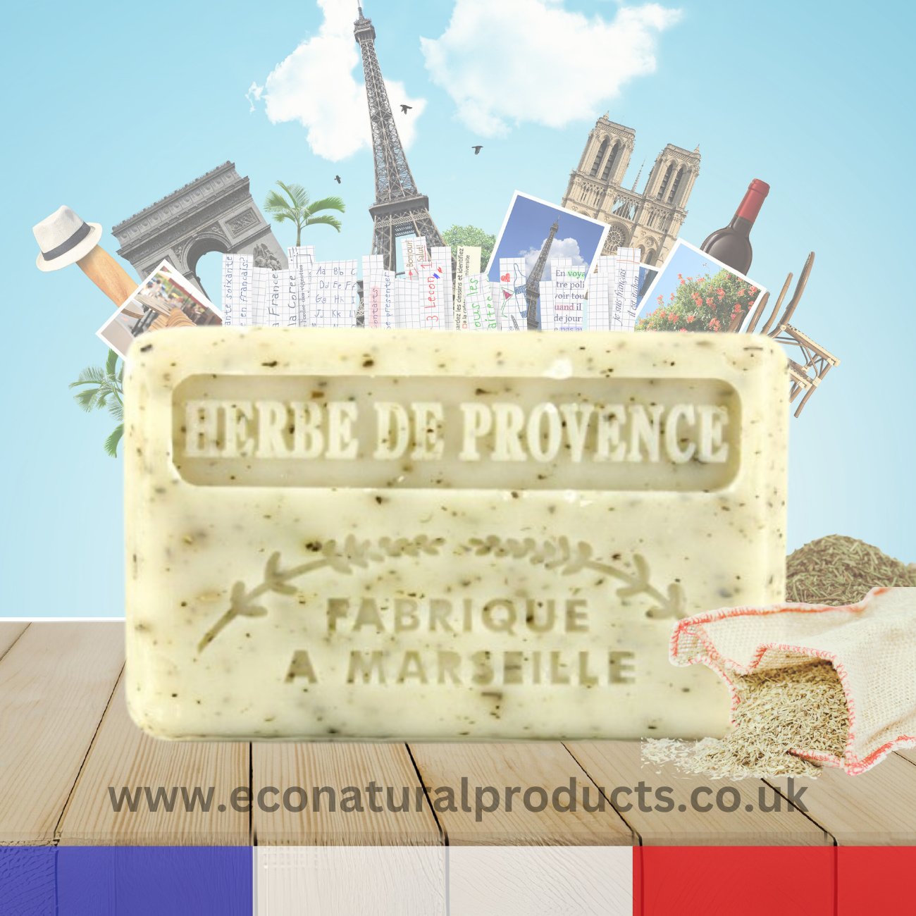 French Marseille Soap Herbe de Provence (Herbs Of Provence) 125g - Eco Natural Products - FouFour - Savon de Marseille - Bar Soap