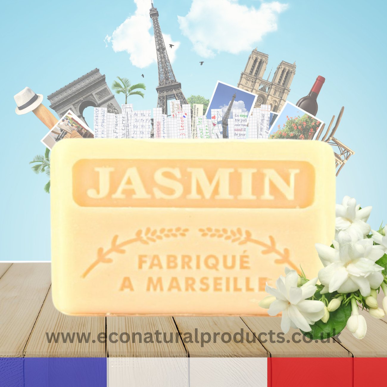 French Marseille Soap Jasmin (Jasmine) 125g - FouFour - Savon de Marseille - Bar Soap - Eco Natural Products