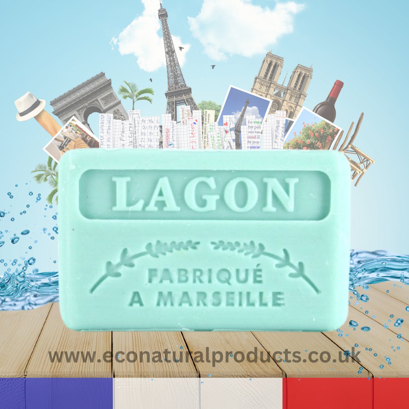 French Marseille Soap Lagon (Lagoon) 125g - Eco Natural Products - FouFour - Savon de Marseille - Bar Soap