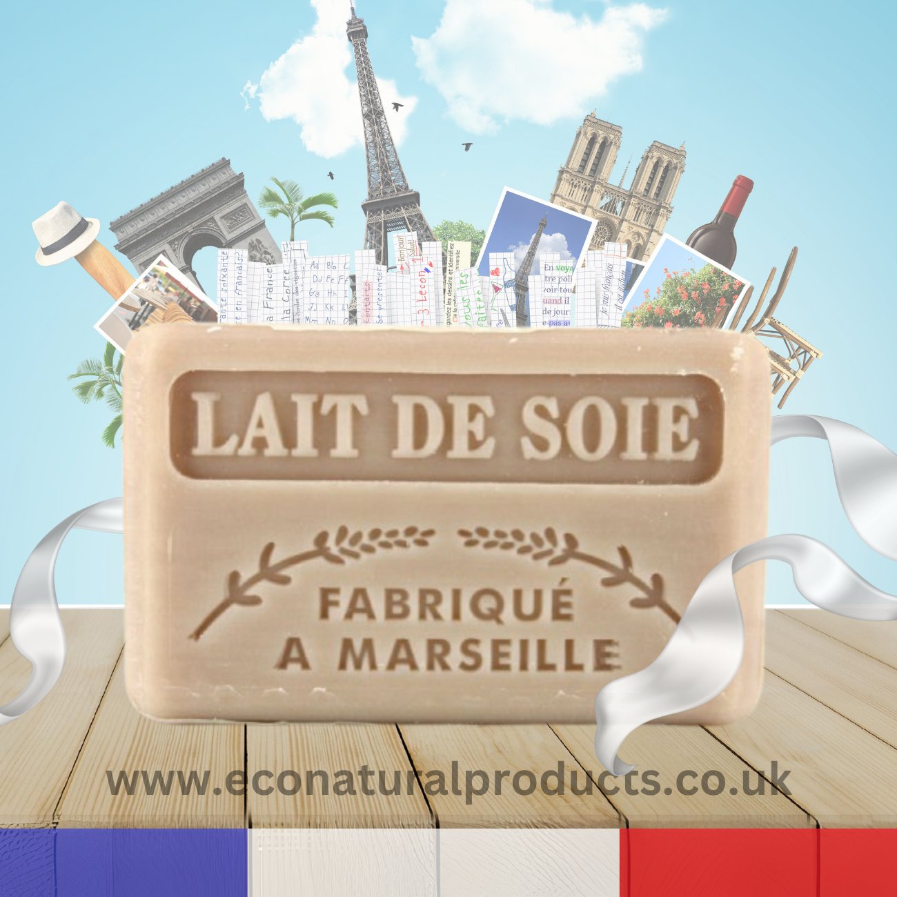 French Marseille Soap Lait De Soie (Silk Milk) 125g - Eco Natural Products - FouFour - Savon de Marseille - Bar Soap