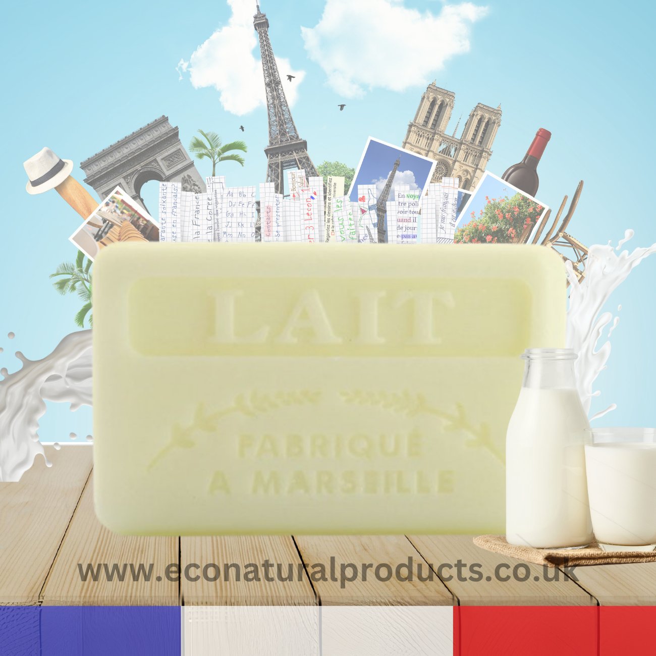 French Marseille Soap Lait (Milk) 125g - Eco Natural Products - FouFour - Savon de Marseille - Bar Soap