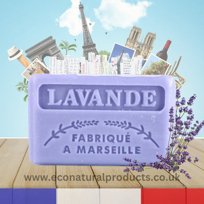 French Marseille Soap Lavande (Lavender) 60g - FouFour - Savon de Marseille - Bar Soap - Eco Natural Products