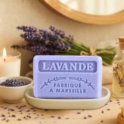 French Marseille Soap Lavende (Lavender) 125g - Savons.com / Foufour Entreprise - Bar Soap - Savons.com / Foufour Entreprise