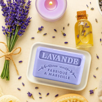 French Marseille Soap Lavende (Lavender) 125g - Savons.com / Foufour Entreprise - Bar Soap - Savons.com / Foufour Entreprise