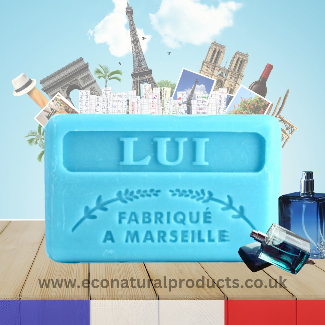 French Marseille Soap Lui (Him) 125g - Eco Natural Products - FouFour - Savon de Marseille - Bar Soap