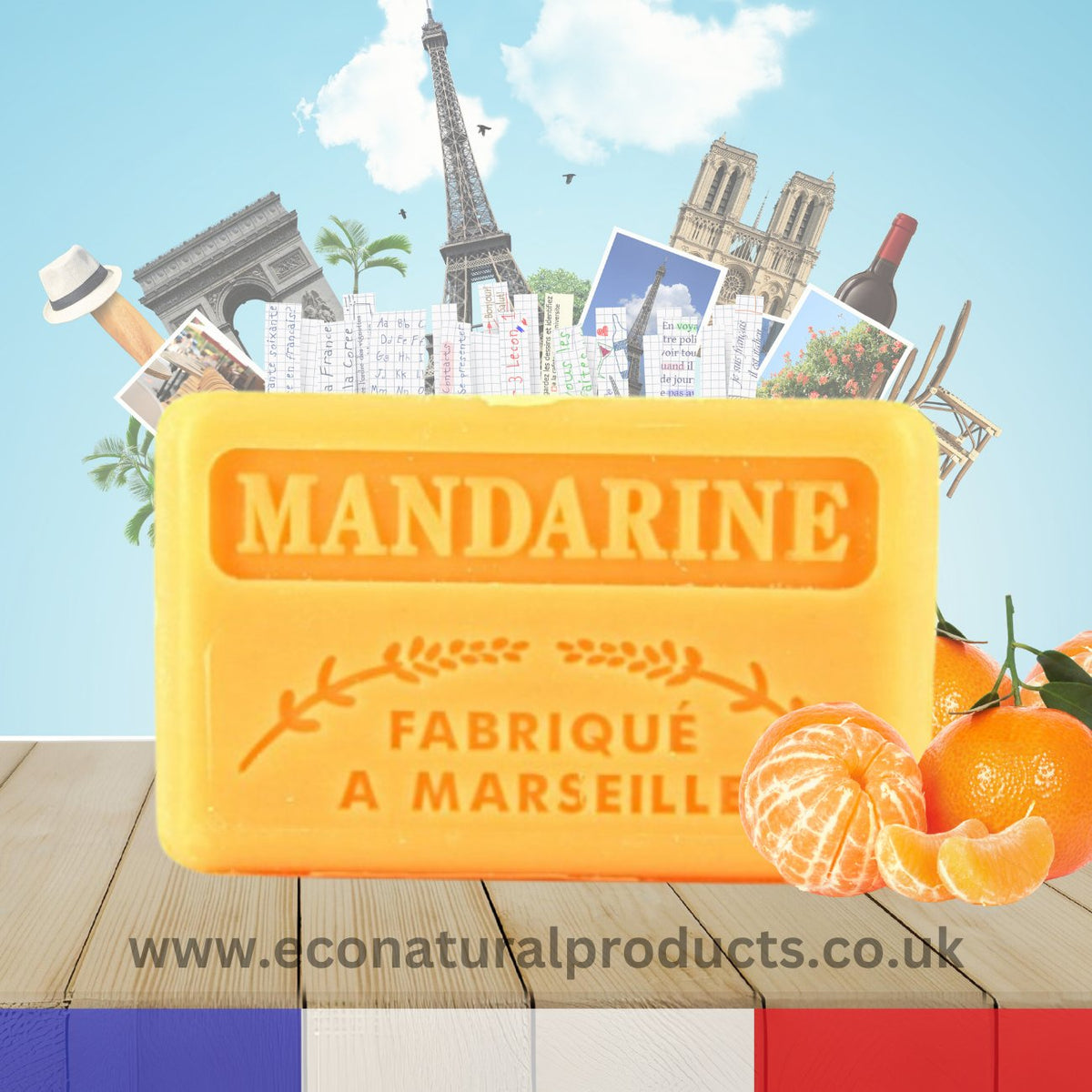 French Marseille Soap Mandarine 125g - FouFour - Savon de Marseille - Bar Soap - Eco Natural Products