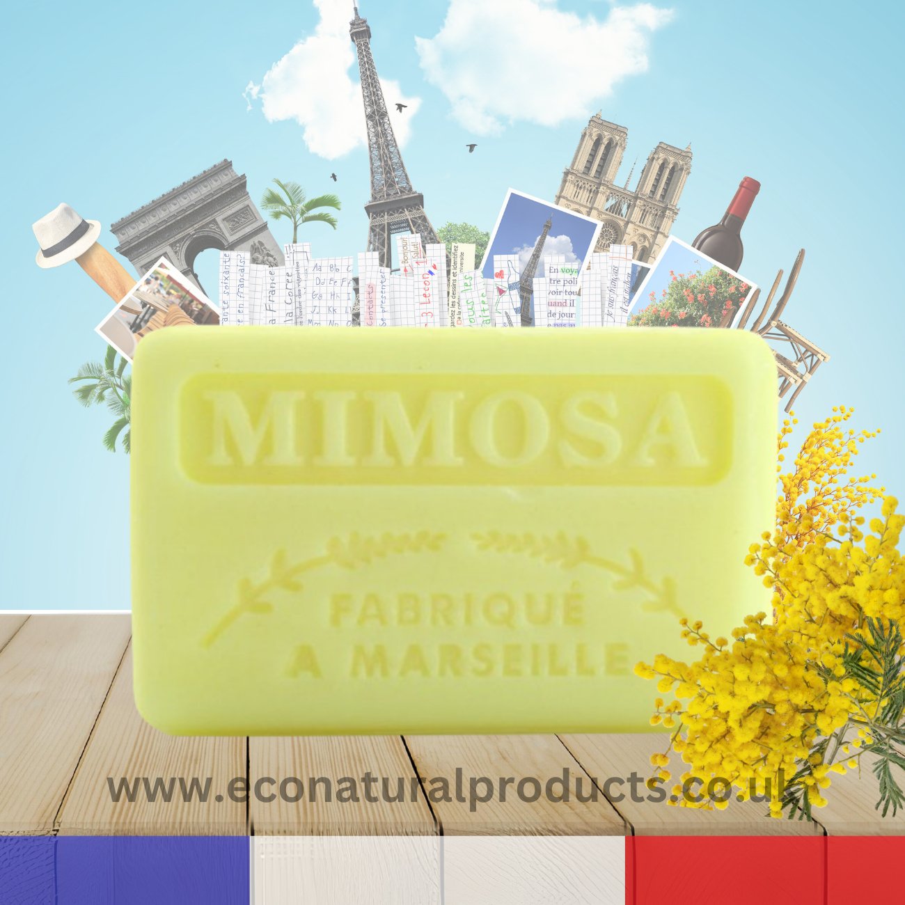 French Marseille Soap Mimosa 125g - Eco Natural Products - FouFour - Savon de Marseille - Bar Soap