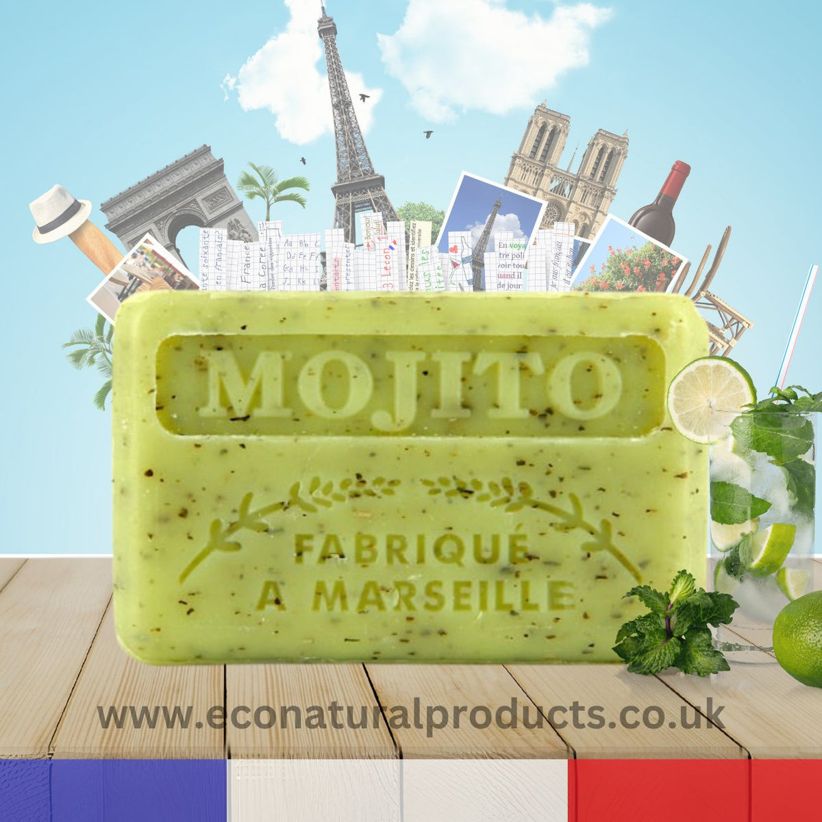 French Marseille Soap Mojito 125g - FouFour - Savon de Marseille - Bar Soap - Eco Natural Products