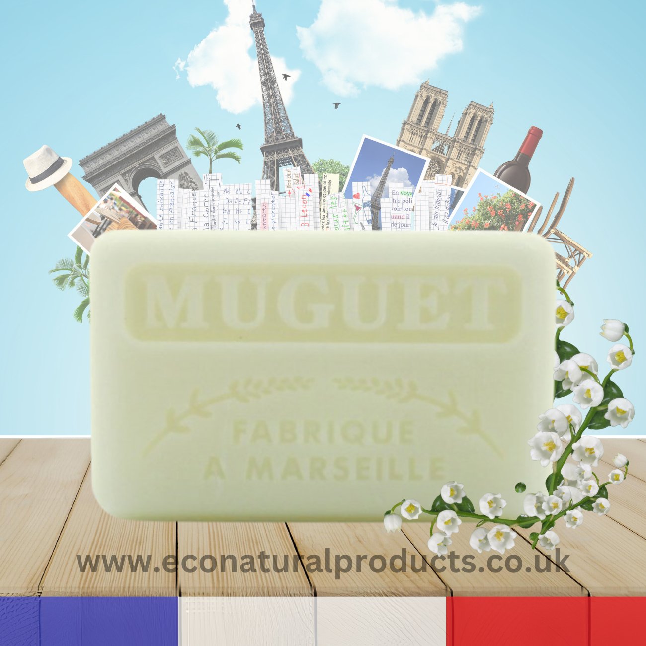 French Marseille Soap Muguet (Lily of The Valley) 125g - FouFour - Savon de Marseille - Bar Soap - Eco Natural Products