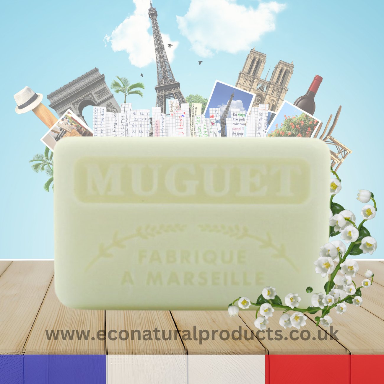 French Marseille Soap Muguet (Lily of the Valley) 60g - FouFour - Savon de Marseille - Bar Soap - Eco Natural Products