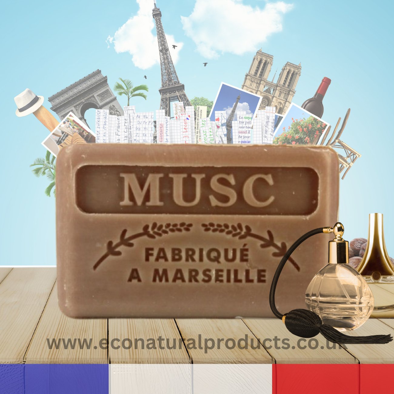 French Marseille Soap Musc (Musk) 125g - FouFour - Savon de Marseille - Bar Soap - Eco Natural Products