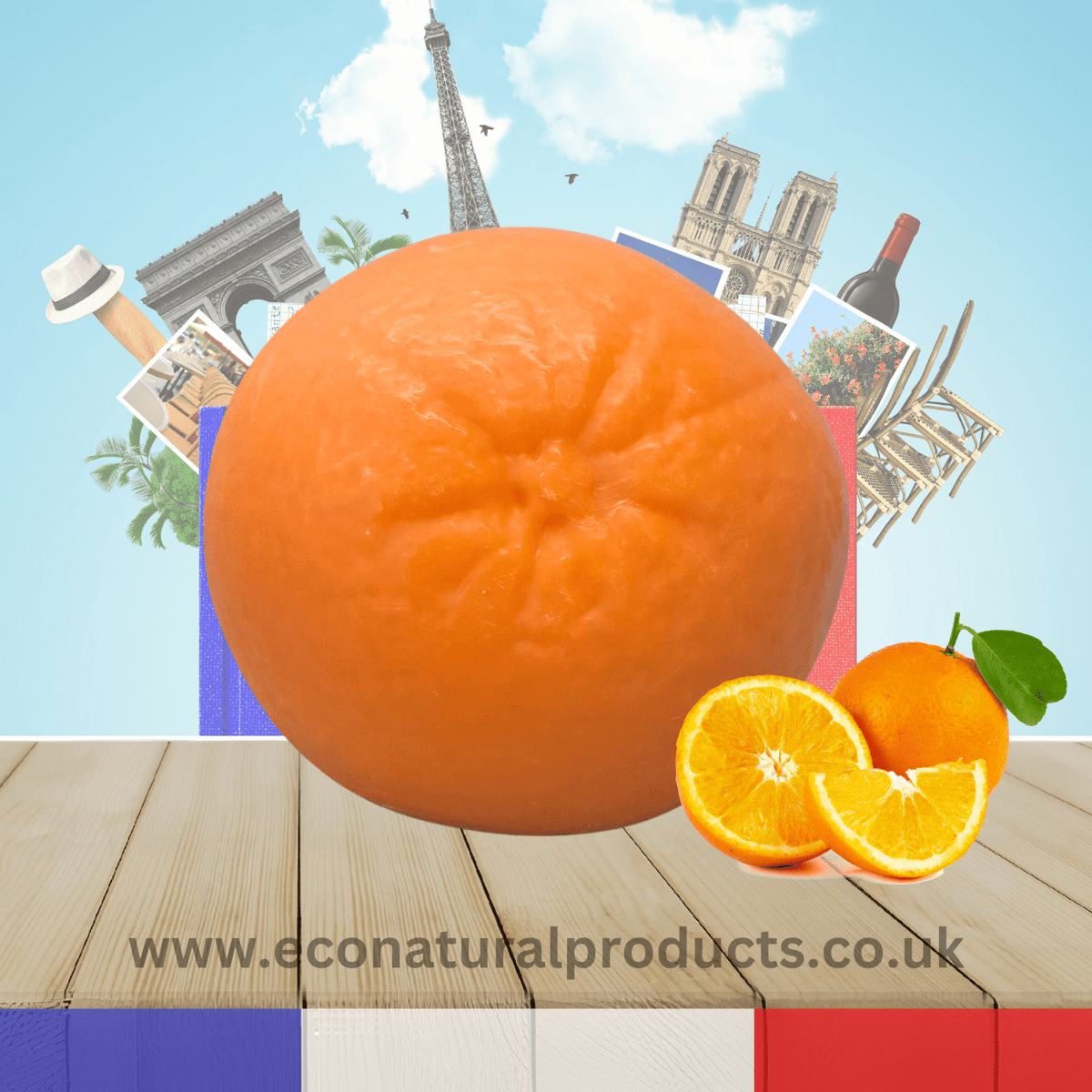 French Marseille Soap Orange Shape and Scent 140g - Savons.com / Foufour Entreprise - Bar Soap - Savons.com / Foufour Entreprise