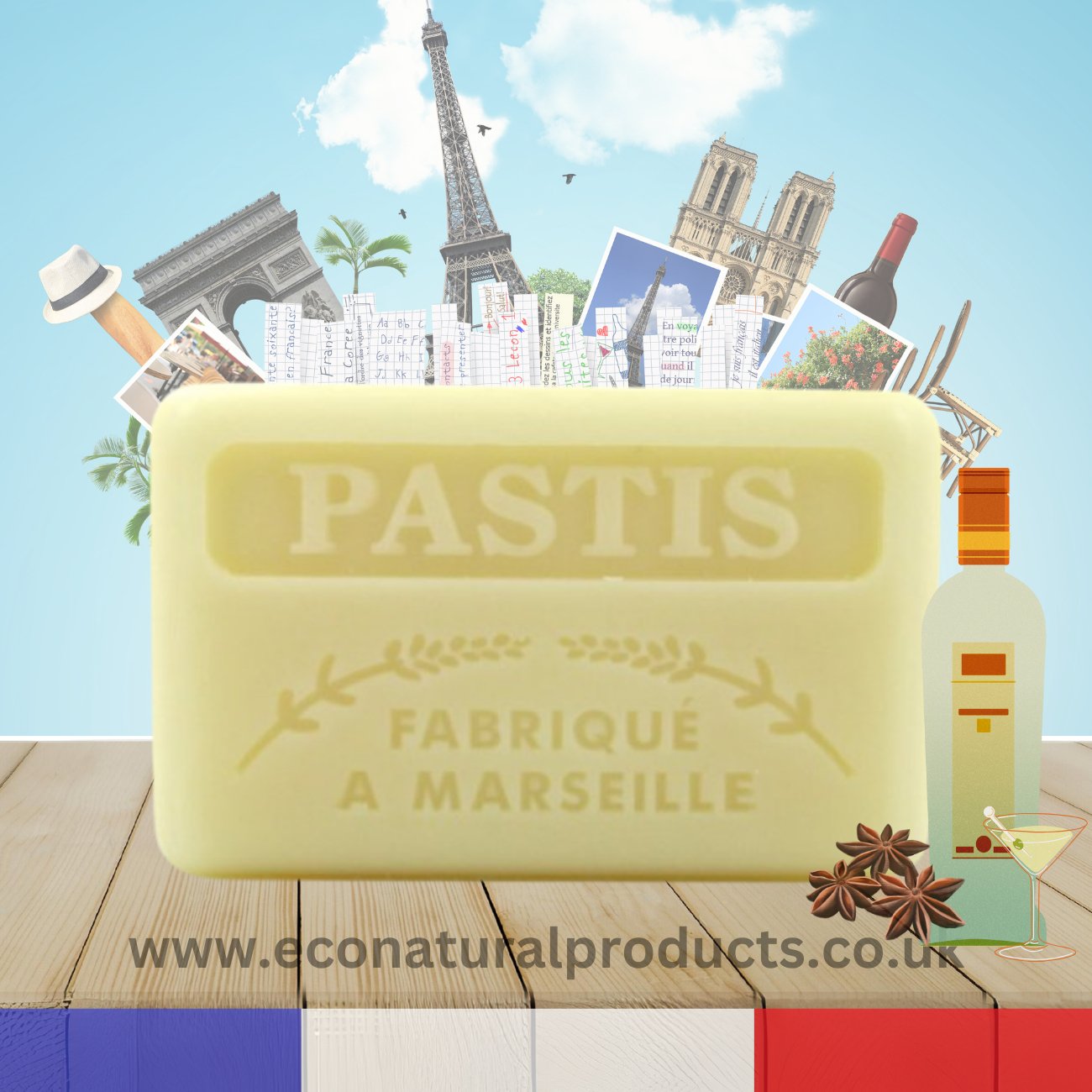 French Marseille Soap Pastis 125g - Eco Natural Products - FouFour - Savon de Marseille - Bar Soap