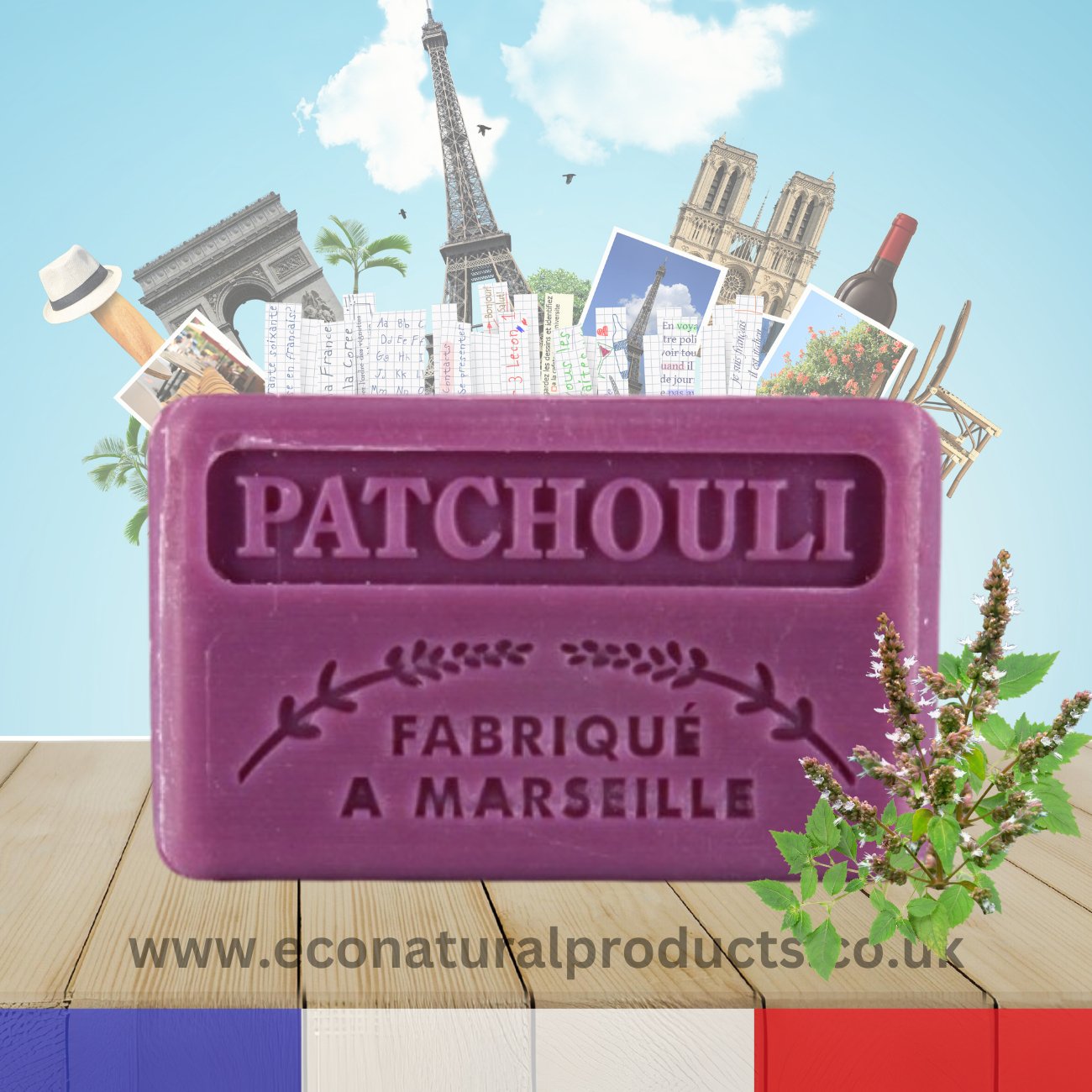 French Marseille Soap Patchouli 125g - Eco Natural Products - FouFour - Savon de Marseille - Bar Soap