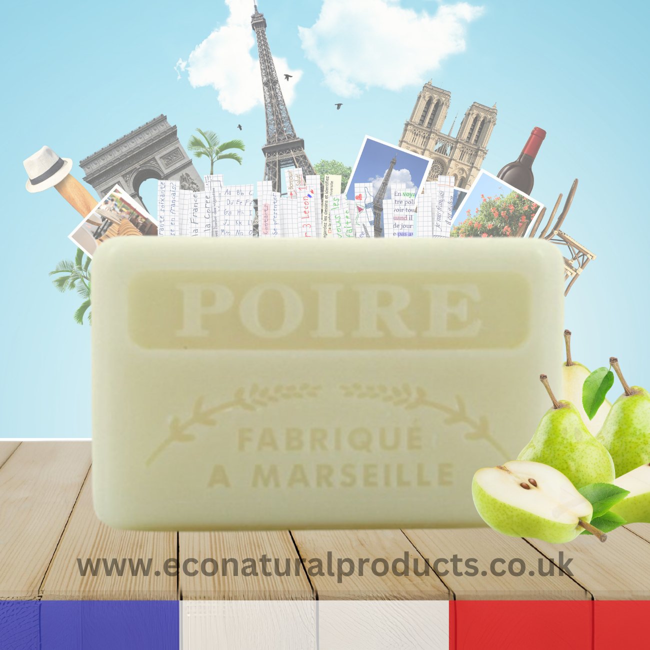 French Marseille Soap Poire (Pear) 125g - FouFour - Savon de Marseille - Bar Soap - Eco Natural Products