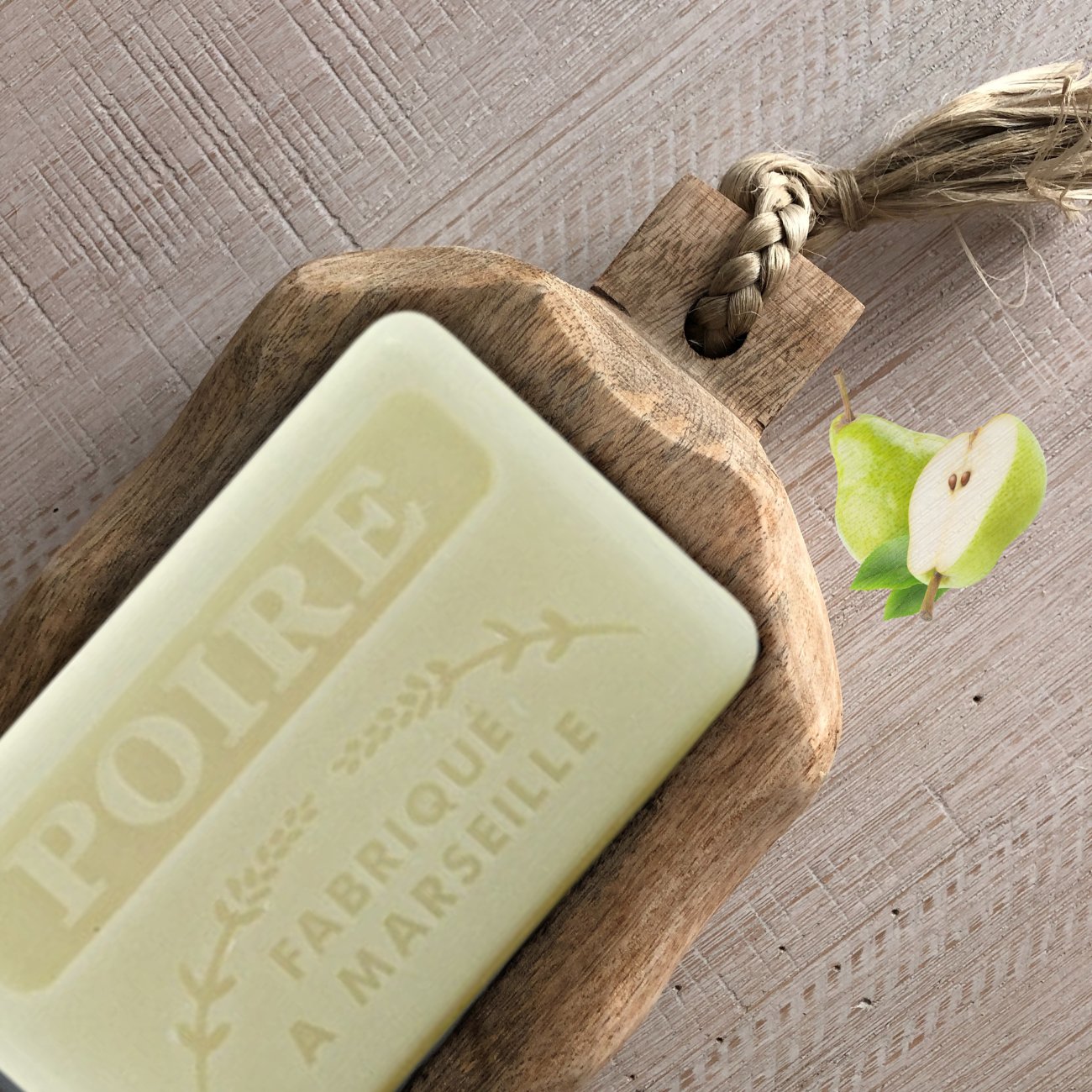 French Marseille Soap Poire (Pear) 125g - Eco Natural Products - FouFour - Savon de Marseille - Bar Soap