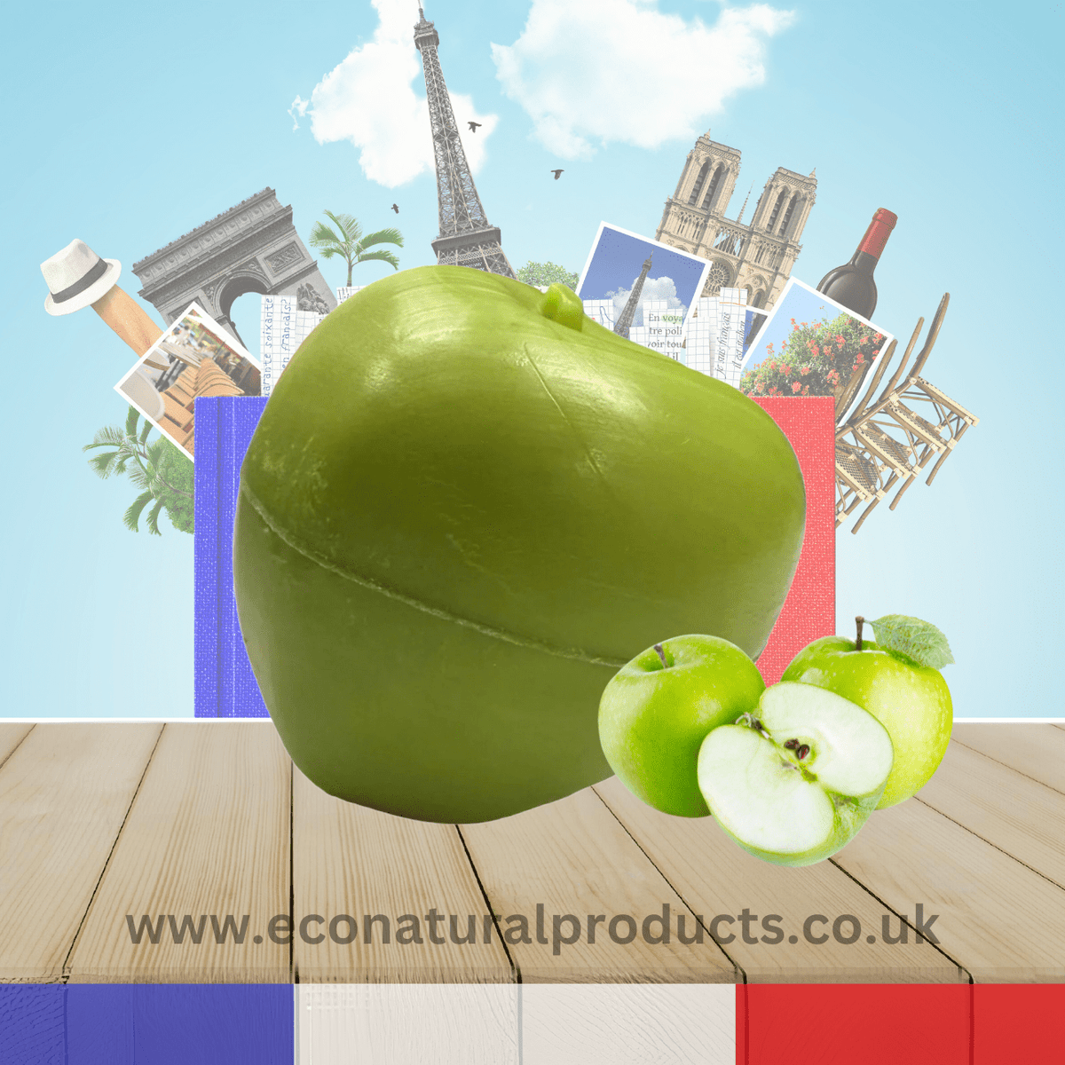 French Marseille Soap Pomme Verte Shape and Scent 110g - Savons.com / Foufour Entreprise - Bar Soap - Savons.com / Foufour Entreprise