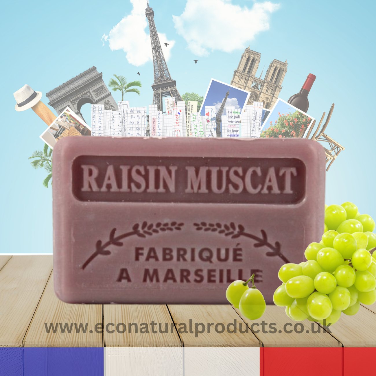 French Marseille Soap Raisin Muscat (Muscat Grape) 125g - Eco Natural Products - FouFour - Savon de Marseille - Bar Soap