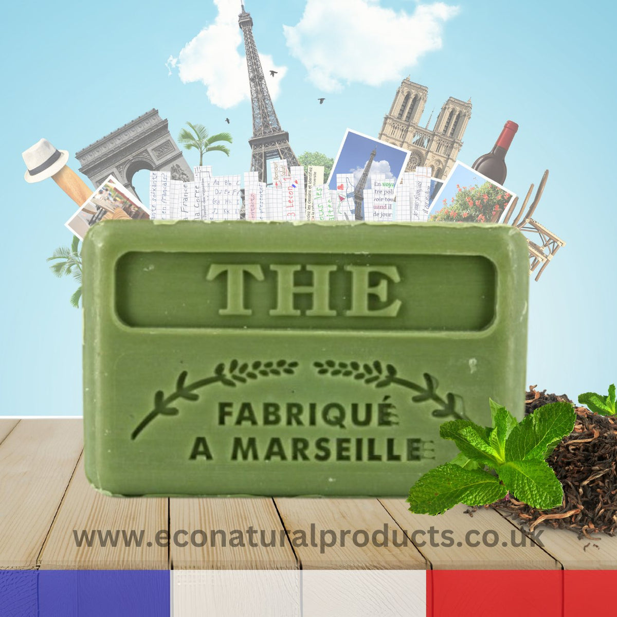 French Marseille Soap The (Tea) 125g - FouFour - Savon de Marseille - Bar Soap - Eco Natural Products
