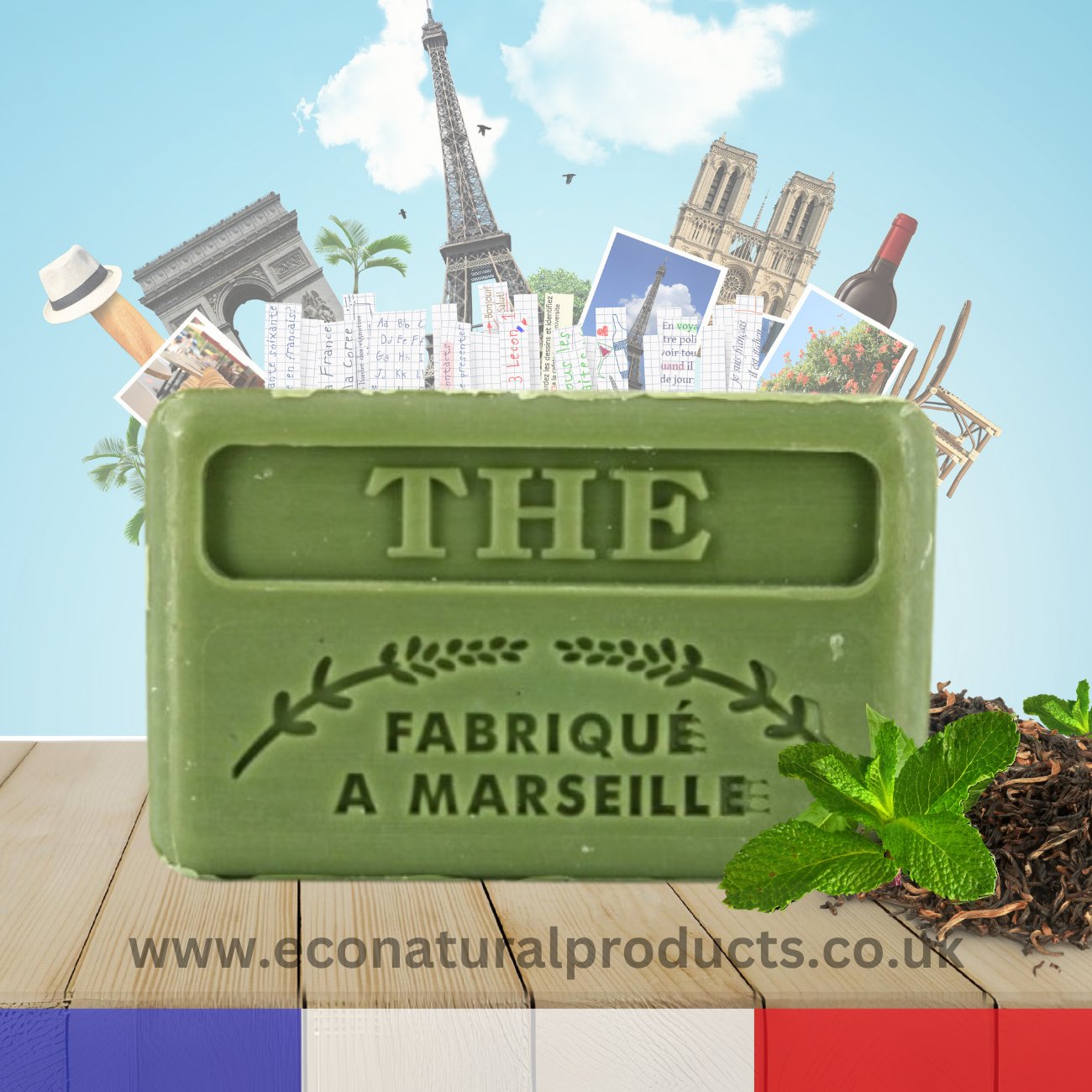 French Marseille Soap The (Tea) 125g - FouFour - Savon de Marseille - Bar Soap - Eco Natural Products