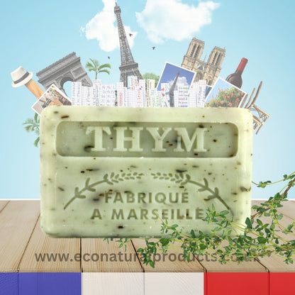 French Marseille Soap Thym (Thyme) - 125g - FouFour - Savon de Marseille - Bar Soap - Eco Natural Products