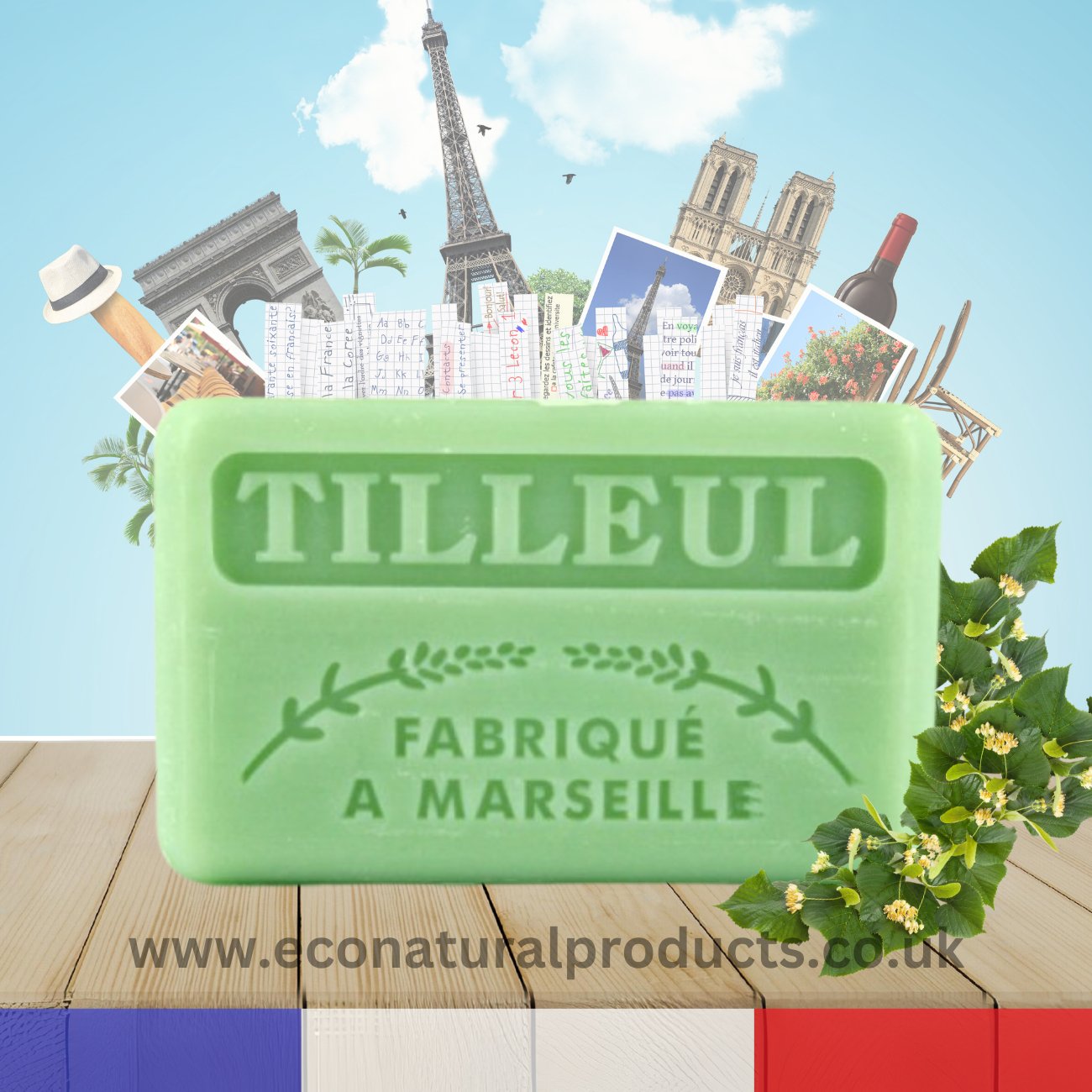 French Marseille Soap Tilleul (Linden Tree) 125g - FouFour - Savon de Marseille - Bar Soap - Eco Natural Products