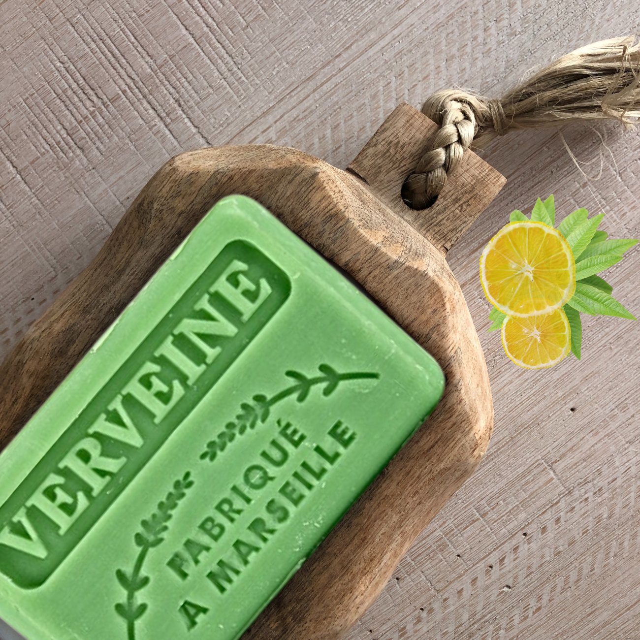 French Marseille Soap Verveine (Verbena) 125g - FouFour - Savon de Marseille - Bar Soap - Eco Natural Products